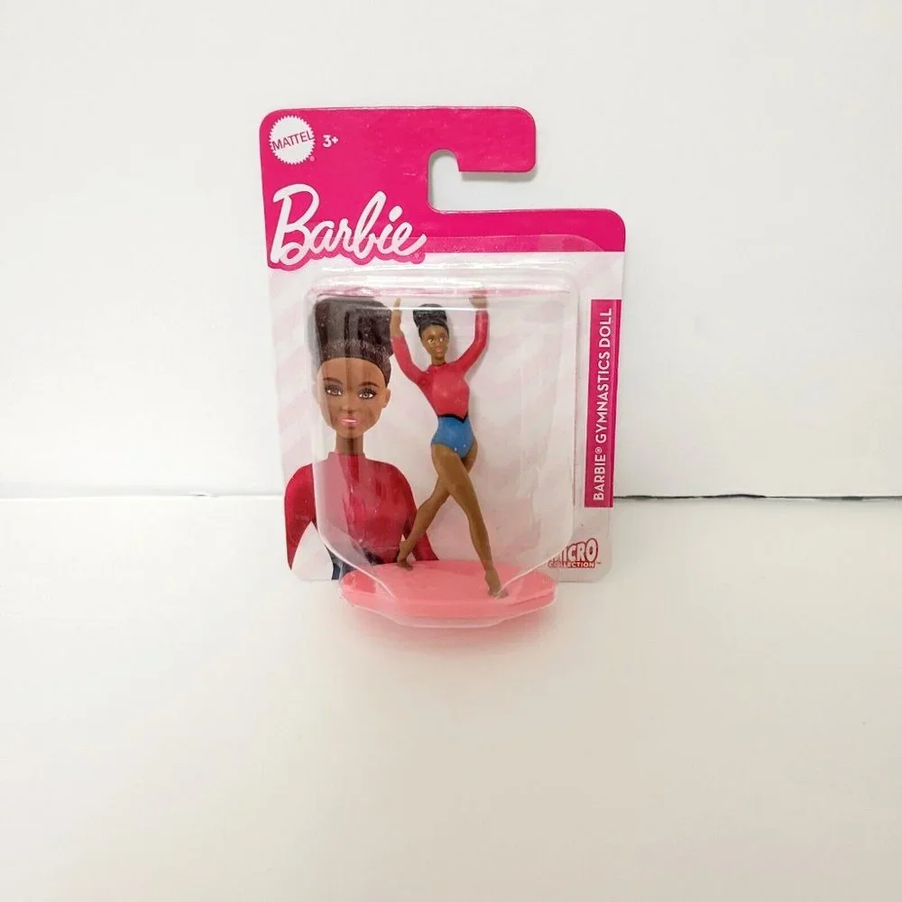 Micro Barbie African American Set of 6 Gymnast Cheerleader 3” Cupcake Topper Fig